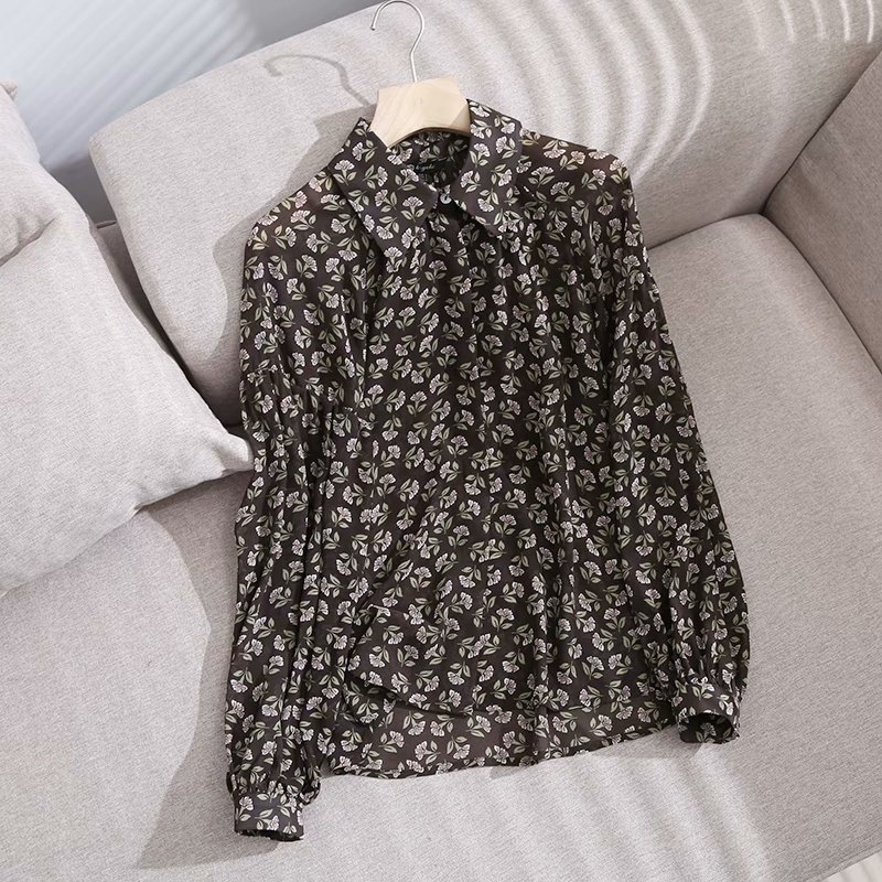 floral print satin shirt  NSAM39284