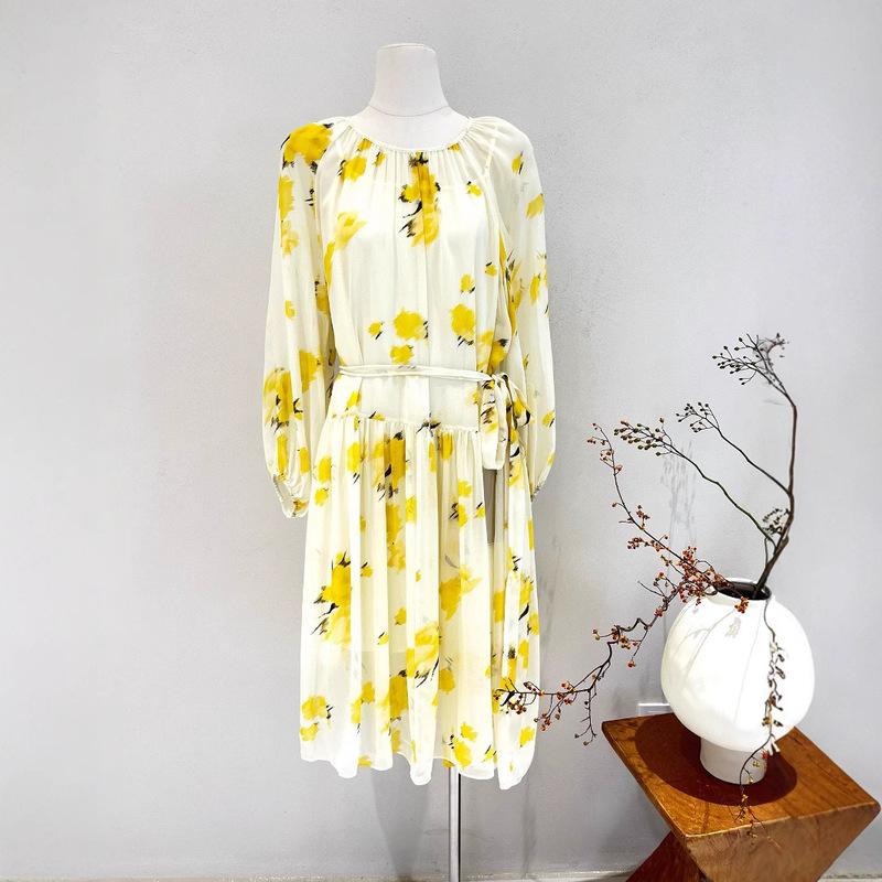 Long-Sleeved Silk Dress for Women 2026 Spring and Summer New Style Slightly See-Through French Fairy Dress 100% Mulberry Silk Long Dress