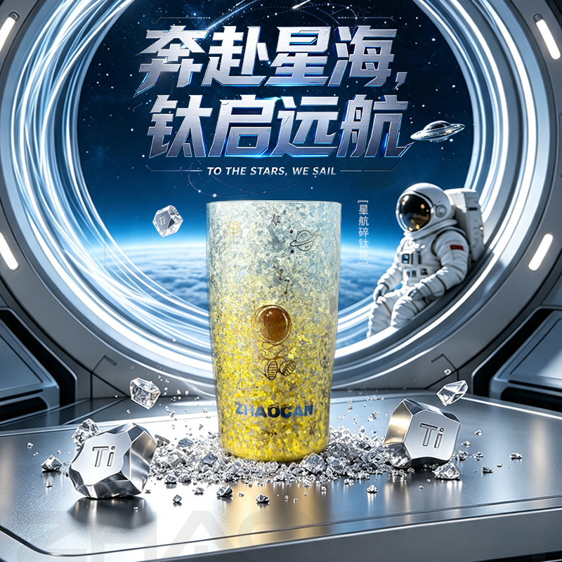 Pure titanium milk cup for home use, double-layer beer cup, titanium camping cup, convenient juice cup, business office astronaut titanium cup