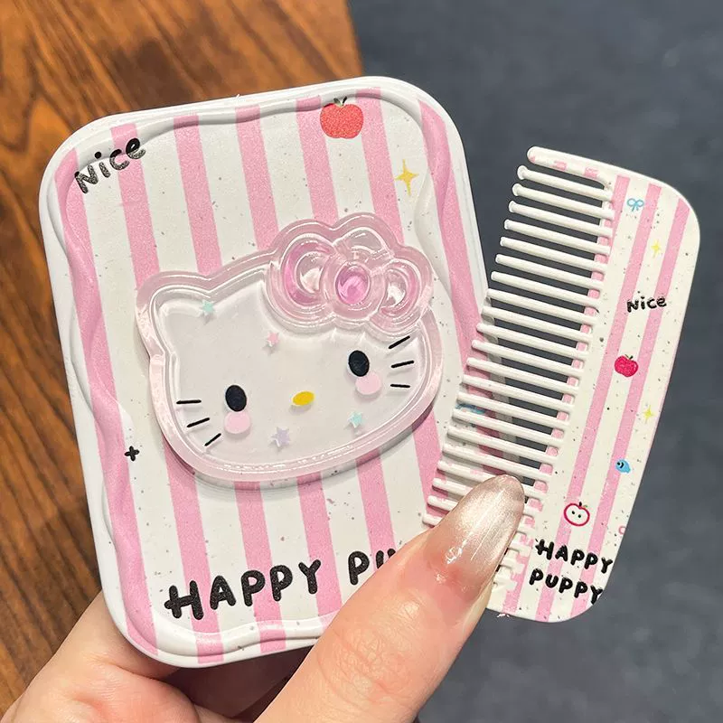 Привет Китти, Hello Kitty, милое портативное складное зеркало для студентов, 2 в 1