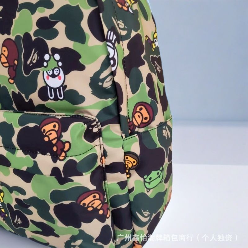 Bape バックパック迷彩漫画レターバックパック学生男性と女性のカップル多用途スクールバッグカジュアルファッショントレンディなブランド|undefined