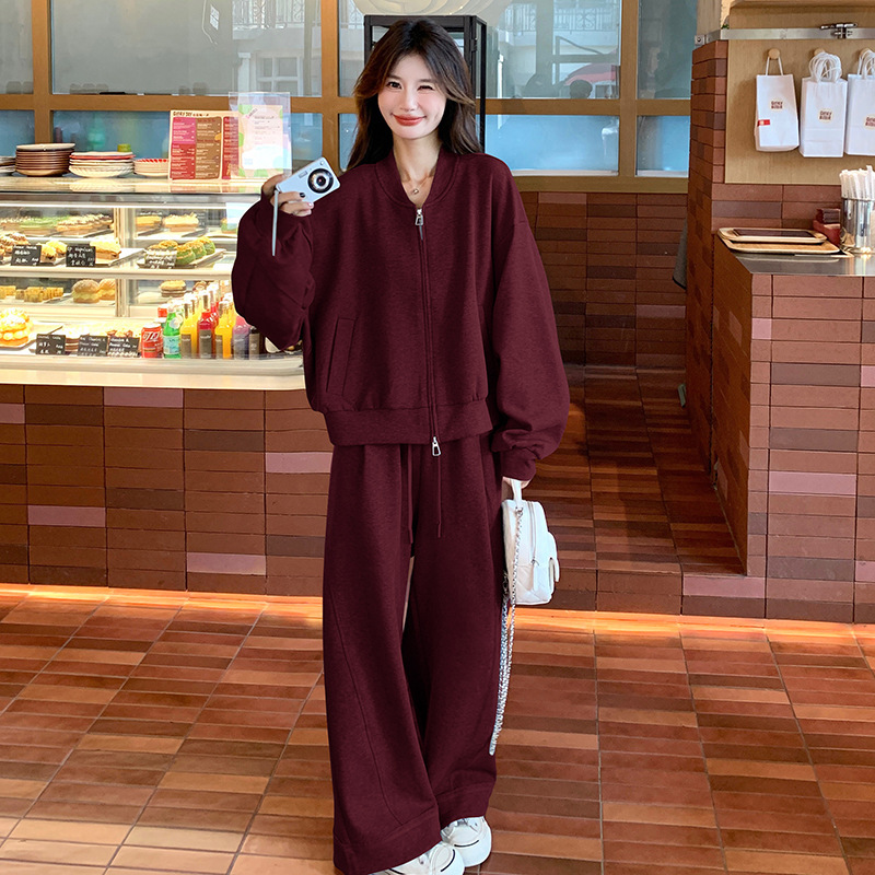 实拍韩版休闲运动卫衣套装女2025秋季新款慵懒风宽松小个子两件套|undefined