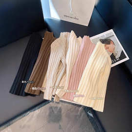 儿童宽条打底衫2025冬季新款女童仿兔绒包芯纱男女童针织毛衣时尚