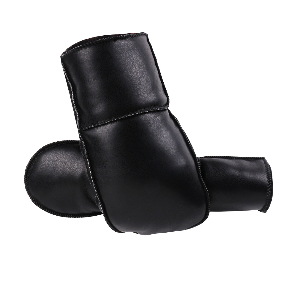 Guantes cálidos más guantes gruesos de terciopelo para hombres y mujeres, cuero de imitación a prueba de viento, ciclismo al aire libre, cuero PU, dedos, algodón, guantes de invierno