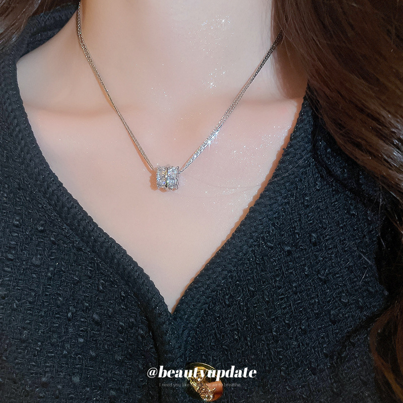 Collar colgante de círculo de circón multicapa de galvanoplastia de oro real 2025 nuevo producto cadena de clavícula moda diseño exquisito sentido de la joyería