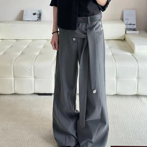 秋季双绑带可拆卸阔腿西裤男女美式复古宽松休闲裤剑道直筒裤长裤