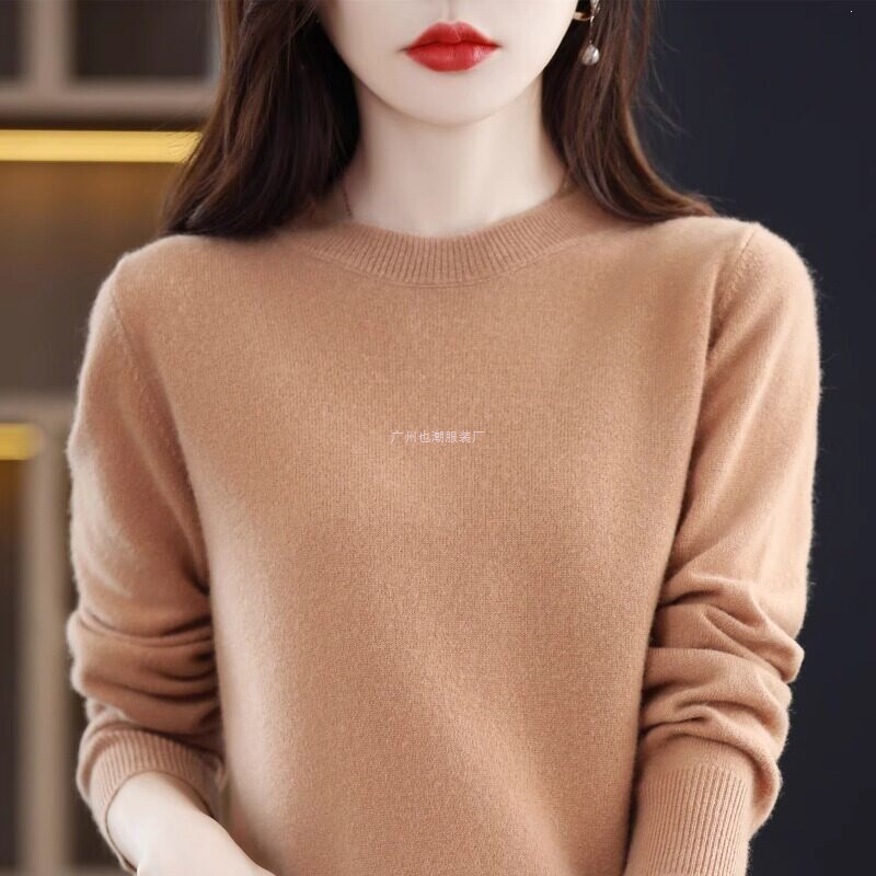 Clearance New Cashmere Sweater for Women, Thickened for Autumn and Winter 2026, Knitted Base Sweater, Pullover, Round Neck, Slim Fit Wool Sweater