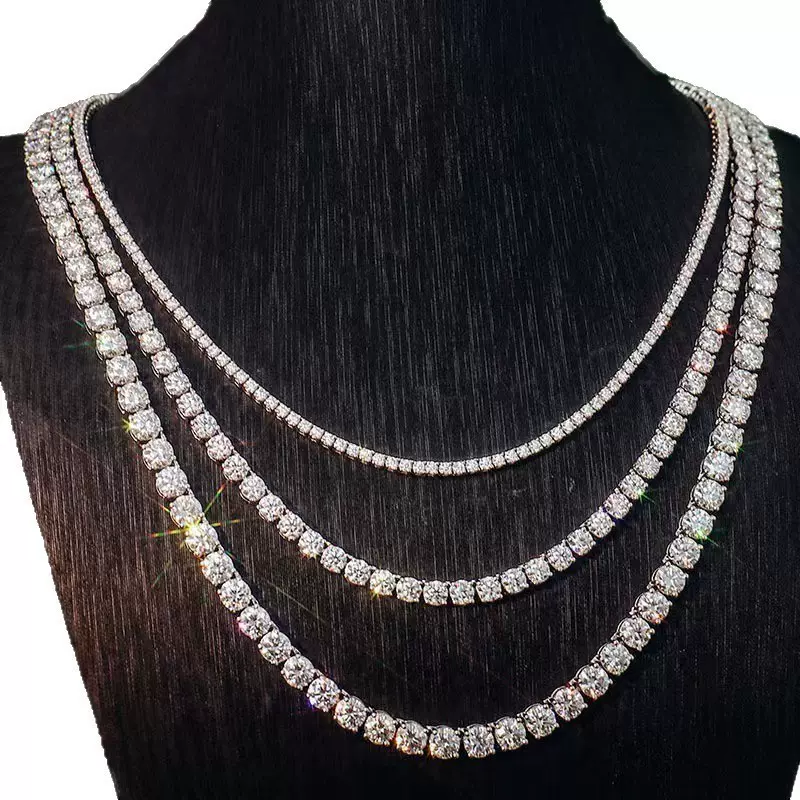 男士嘻哈3mm合金网球项链欧美爆款简约风朋克线条项链高级感项饰