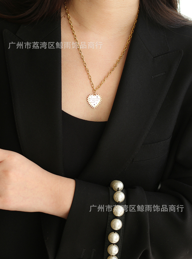 Special Clearance Sale No Supplement Korean Love Heart Thick Straps Autumn/winter Sweater Chain Titanium Steel Entity Wechat Live Broadcast display picture 1