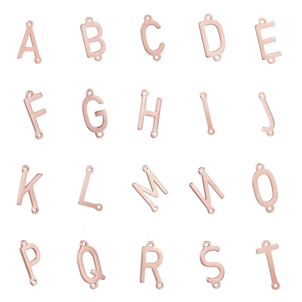 DIY Jewelry Accessories Classification 1 Piece Quantity Stainless Steel Material Letter Pattern 1 Piece Stainless Steel Letter Pendant Beads DIY Jewelry Accessories