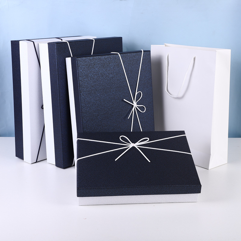 现货丝绸围巾伴手礼盒时尚简约丝巾生日礼盒长方形大号礼品盒礼物