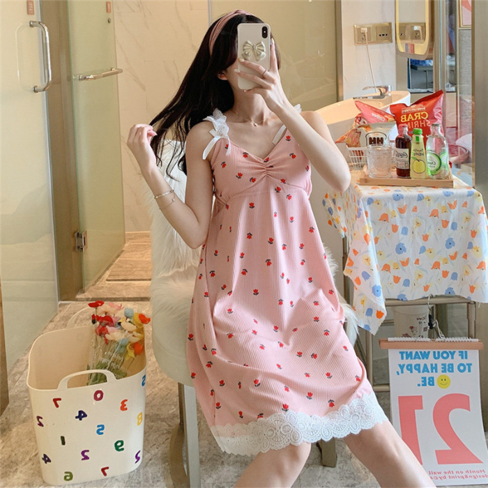 Pijamas de las mujeres verano lindo dulce estudiante Correa delgada princesa estilo sexy camisón homewear prendas vestir exteriores