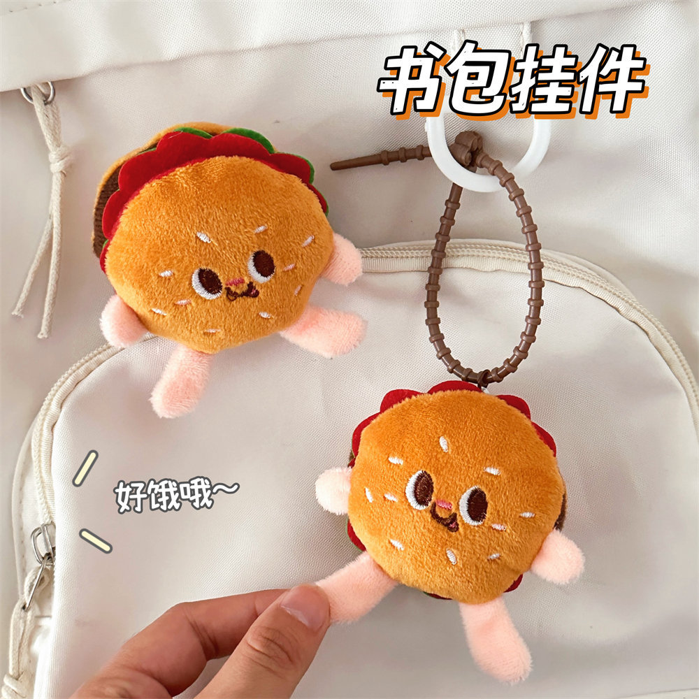 Nuevo lindo muñeca de hamburguesa colgante broche mochila chica colgante accesorios colgante decoración estudiantil broche al por mayor