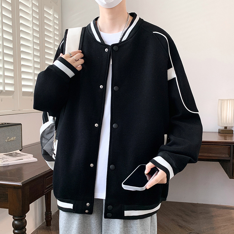 Autumn and Winter Thickened Fleece-Lined Cotton Jacket for Junior High School Students Aged 15-18, Youth Baseball Uniform Jacket for Men Autumn and Winter Thickened Fleece-Lined Cotton Jacket for Junior High School Students Aged 15-18, Youth Baseball Uniform Jacket for Men