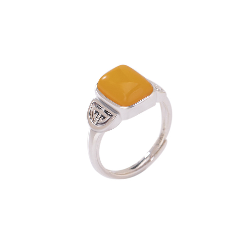 Nhẫn bạc S925 hình hươu khắc họa tiết sáp ong cổ điển phong cách hoang dã — Mở một size