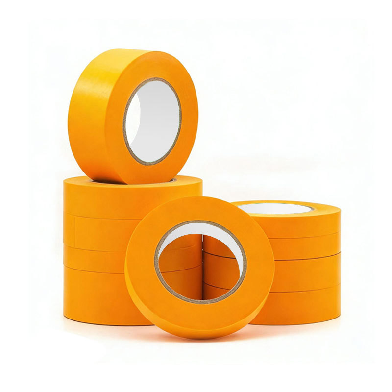 Cinta adhesiva naranja de alta adherencia para pintura epoxi de suelos, marcado de líneas y separación de colores, sin residuos, enmascaramiento para pintura en aerosol automotriz, resistente a altas temperaturas.