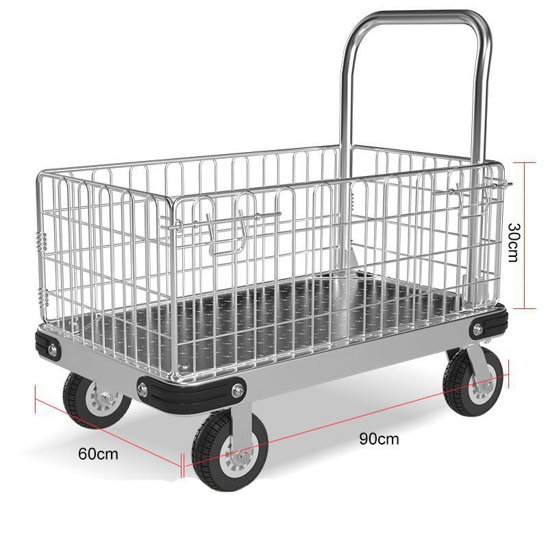 围栏平板车手推车可折叠静音便携周转小推车折叠小拉车搬运车拖车