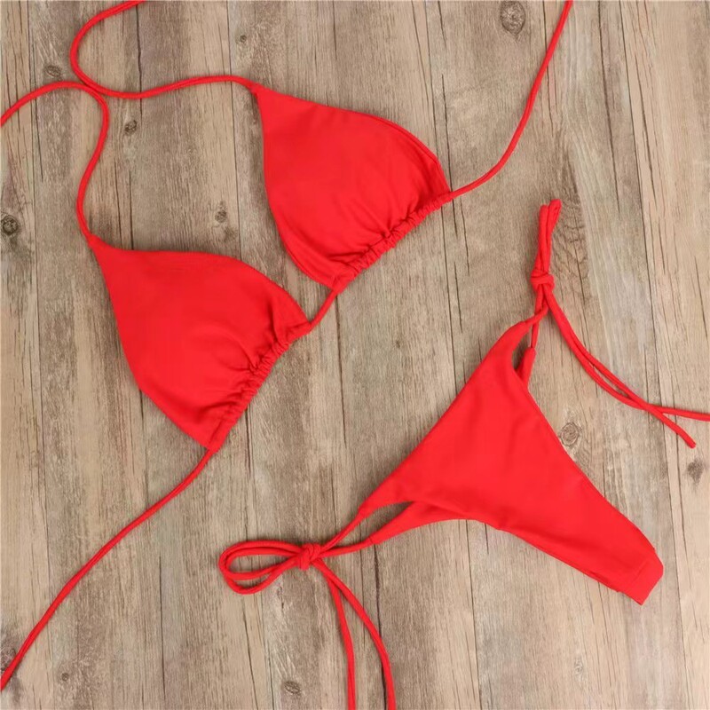 European and American Sexy Lingerie, Two-Piece Swimsuit with Padding and Thin Straps, Three-Point Style, Exclusively for Cross-Border Sales