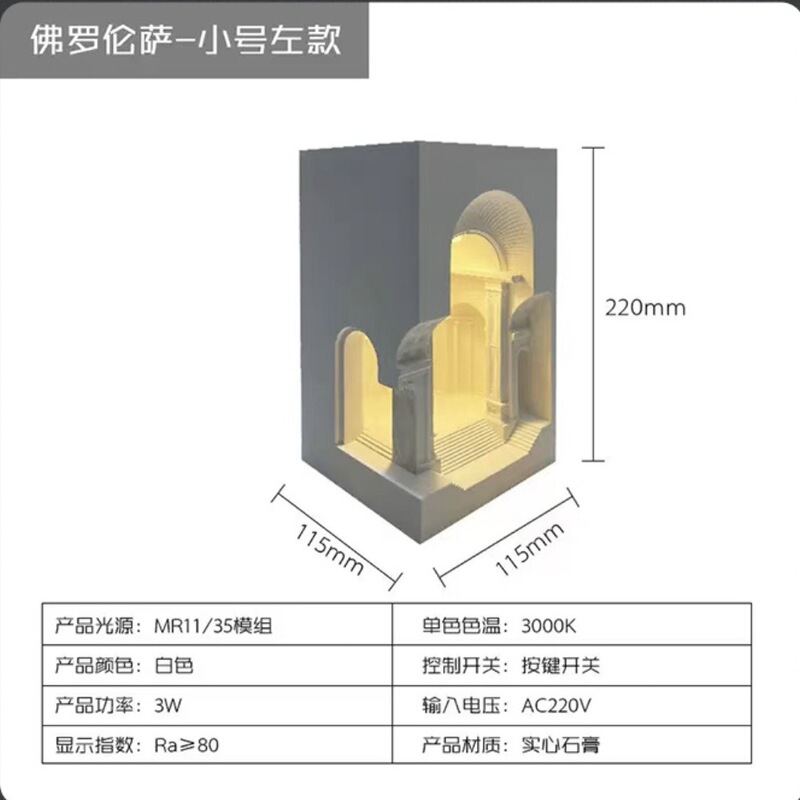 嵌入式石膏壁灯佛罗伦萨墙角壁灯转角感应氛围灯香薰宫殿壁龛灯|undefined