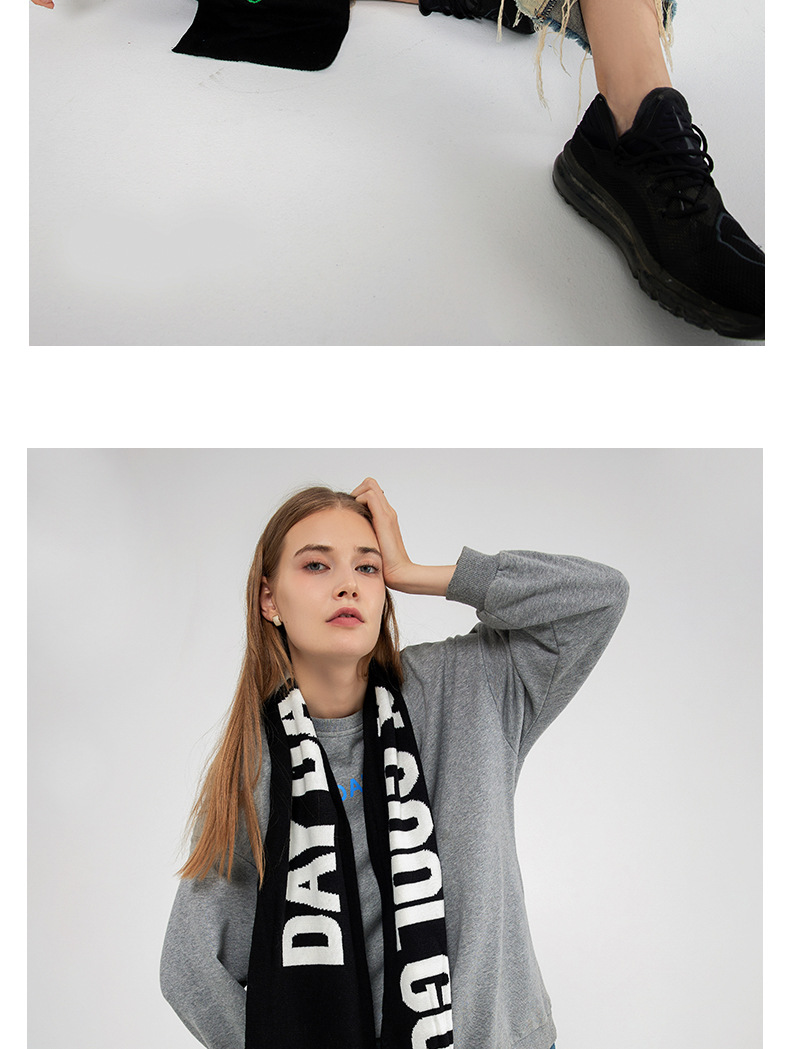 INS Personalisierter Fan-Schal für Herren und Damen Herbst und Winter Neuer gestrickter Buchstaben-Jacquard-Imitat-Kaschmir-Langer Schal_voghion.com