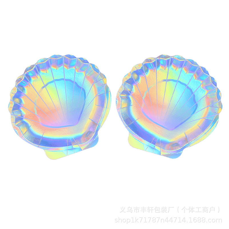 Venta directa de fábrica Bandeja de papel desechable de forma especial Plato de papel de alto valor en forma de concha Bandeja de papel de pastelería Suministros para fiestas
