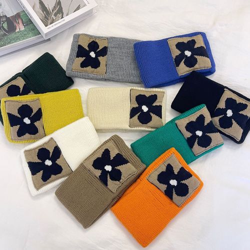 Fashionable Flower Headband for Women, Knitted Internet Celebrity Hair Band, Sports Headband with Wide Edge, Turban Headscarf, Postpartum Wool Headband