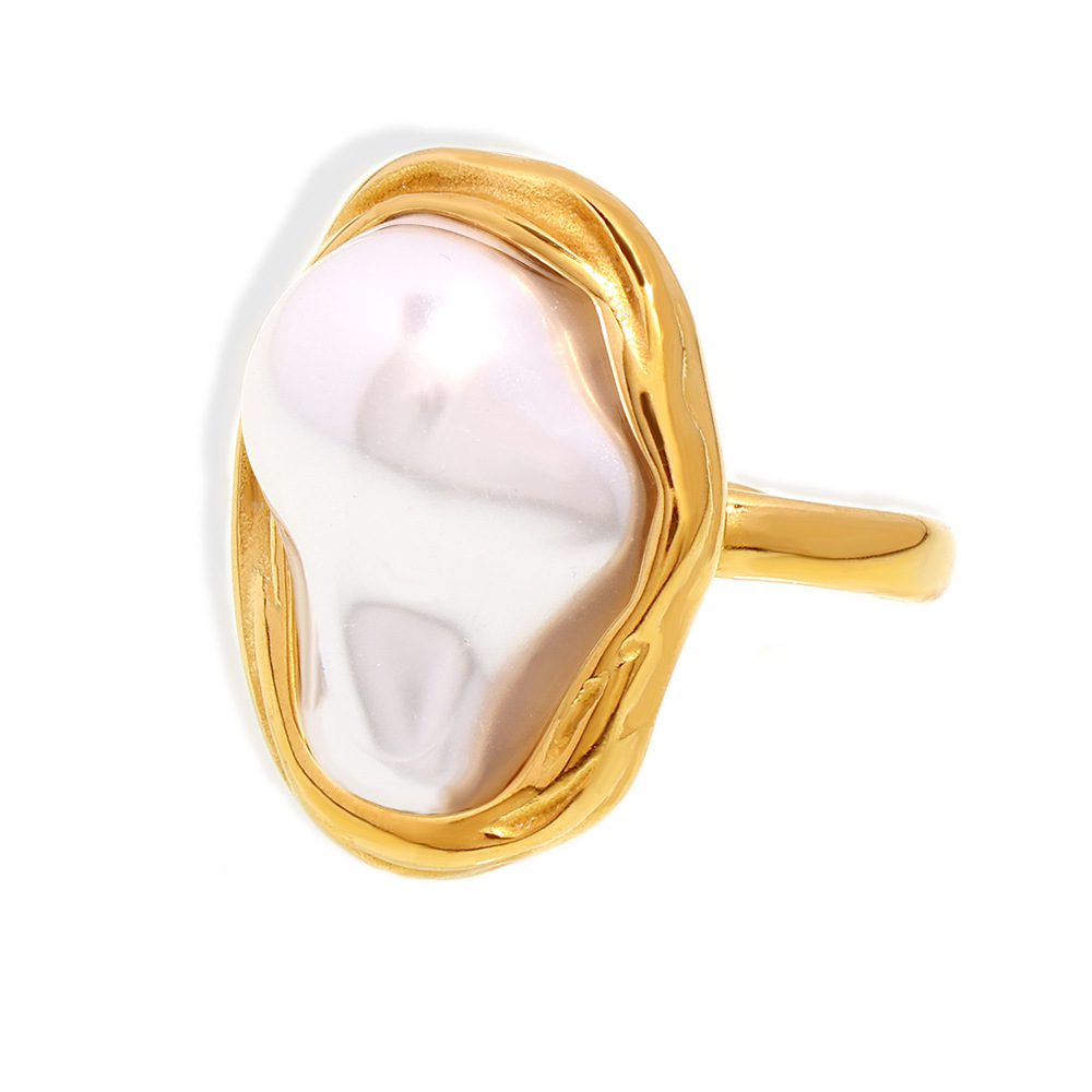 Exaggerated Personality Irregular Imitation Pearl Open Ring French Retro High End Index Finger Ring Light Luxury Ring Jewelry_voghion.com