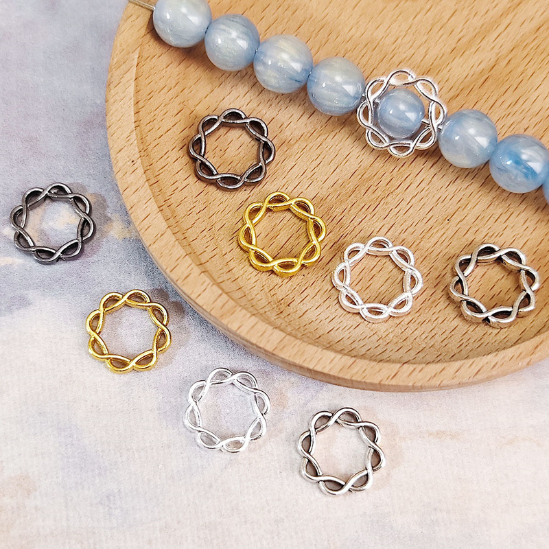 Alloy Bead Ring Straight Hole Xizang Silver Bead Ring Bead Ring Bead Circle Handmade DIY Bead Accessories Material