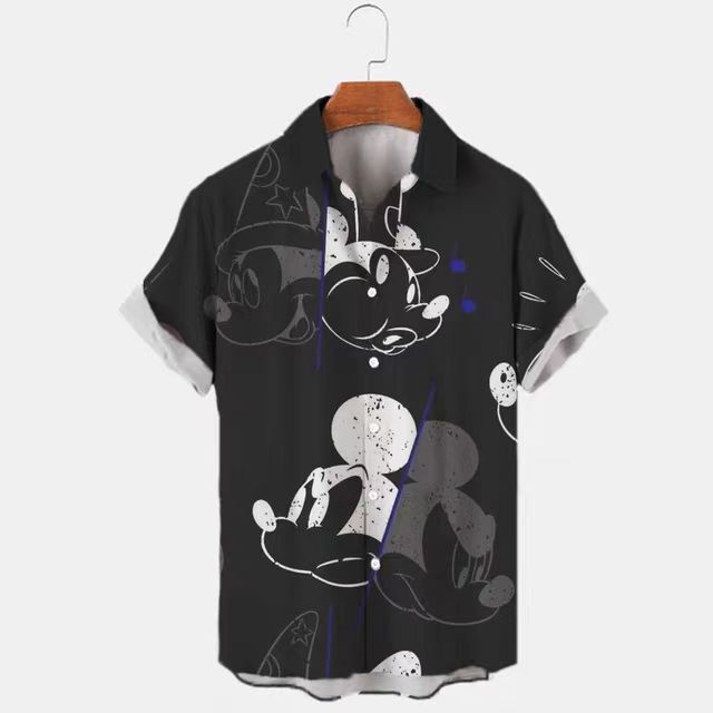 2024 New Cross-border TEAM TK Men's Digital 3D Print Mickey Cartoon Casual Short Sleeve Top Shirt