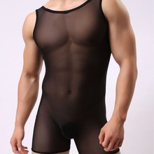 新款男女同款情趣内衣裤亚马逊男士内衣网纱透明性感连体衣裤E661