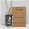 Three dimensional chain stainless steel, double-sided zodiac signs, necklace hip-hop style, pendant, cards, new collection