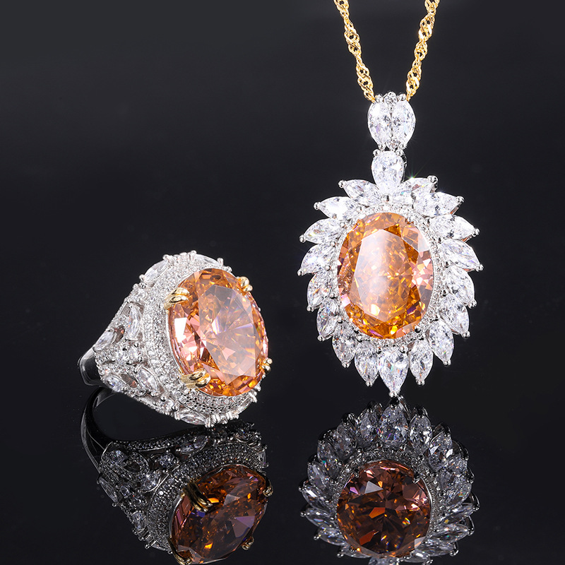 Zhuang Sheng joyería S925 todo el cuerpo de plata de alto carbono diamante Papala Cha paloma huevo de las mujeres traje de diamante de lujo 12*16