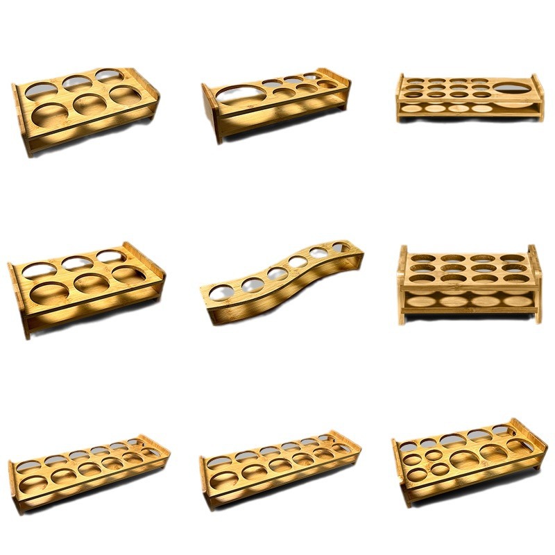 Portavasos de estante de vino creativo del hogar portavasos de madera de bambú copa de vino blanco pequeña taza de vino bandeja de almacenamiento estante de taza de espíritus