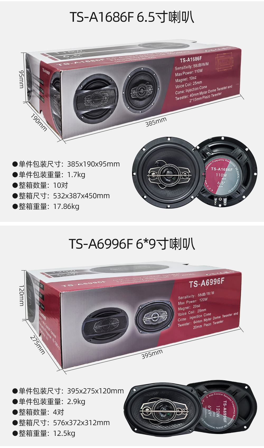 Wholesale car 4 inch 5 inch 6 inch coaxial speaker host high subwoofer car lossless audio full range speaker