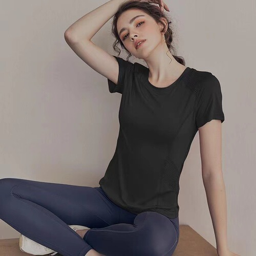 Yoga Wear Summer Mesh Spliced Short Sleeve Sport Thin Breathable T-Shirt Running Quick Dry Fitness Dancing Daily Up 