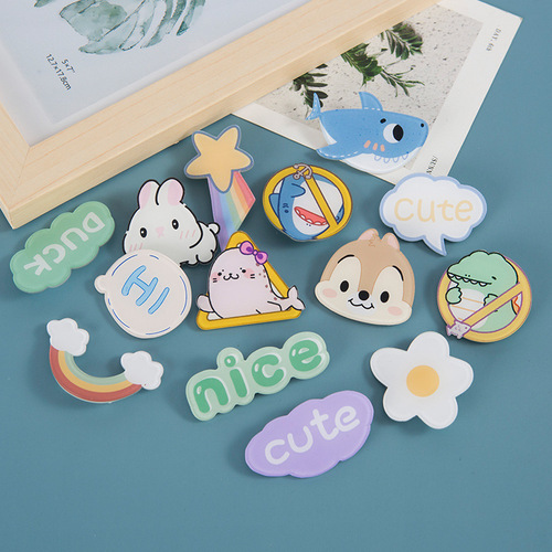 New Children's Cartoon Badge Cute Girly Heart Text Rainbow Acrylic Brooch School Bag Pin Accessories Wholesale
