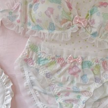 原创发光小乌龟梦幻彩色少女心条纹棉弹力舒适可爱文胸内衣套装