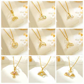 抖音爆款满钻四叶草项链女百款项链设计感网红锁骨链18k金颈链女