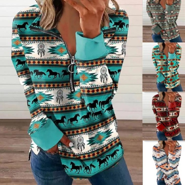 Printed Mid-length Hooded Women's Trench Coat 6