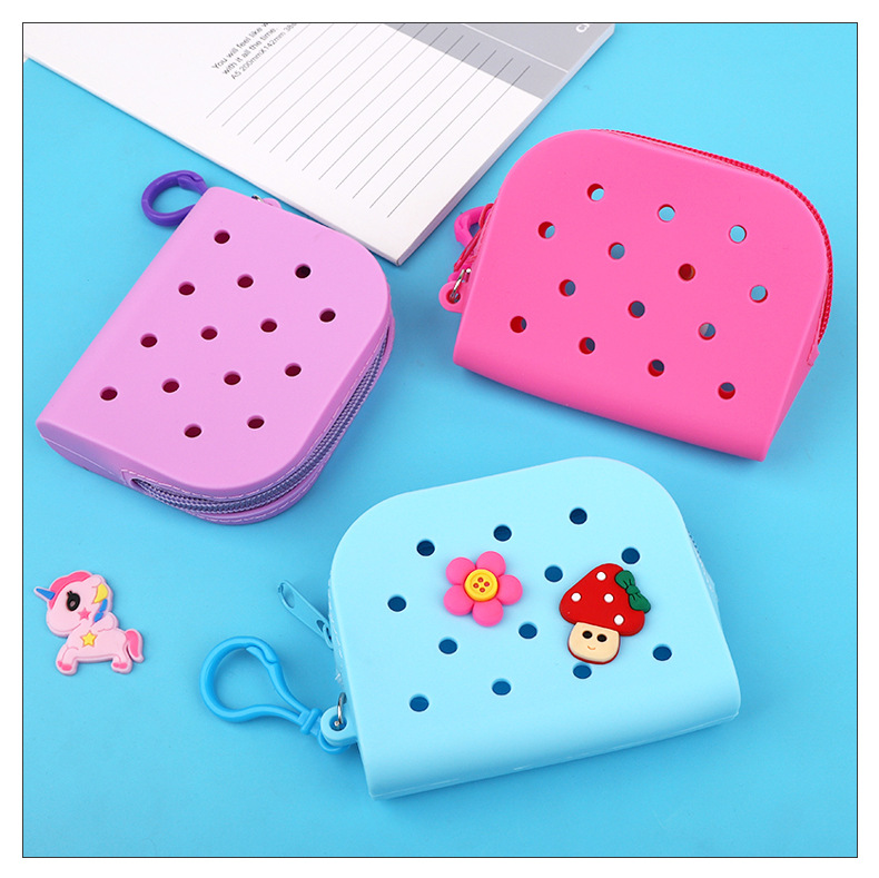 Unisex Solid Color Silica Gel Zipper Coin Purses display picture 1