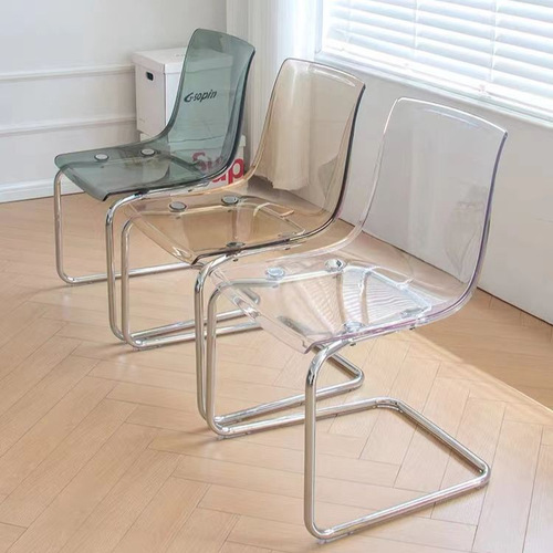Light Luxury Transparent Dining Chair, Plastic Stool, Acrylic Backrest Chair – Shatterproof, Lightweight, and Stylish Tuya Casual Chairs for Wholesale