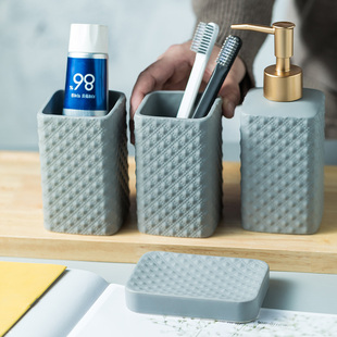 Scandinavian Ceramic Bathroom Supplies Bathroom Mouthwash Cup Toothbrush Cup Set Bathroom Four-Piece Toiletry Set Ornaments