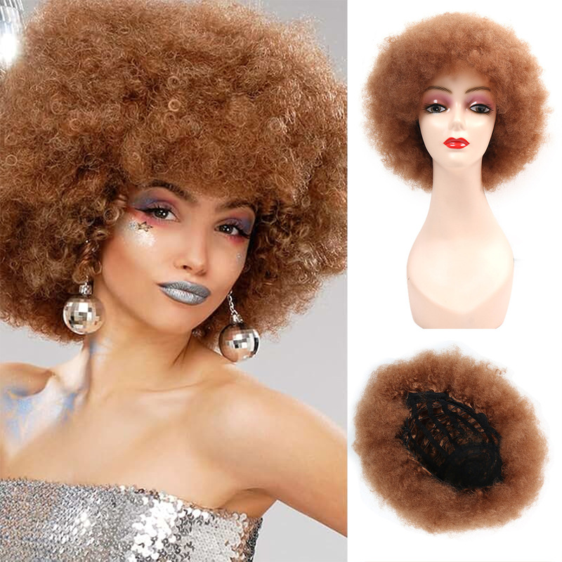 Cross-Border African Women's Afro Wig Short Curly Fluffy Afro Synthetic Wig Xuchang Wig
