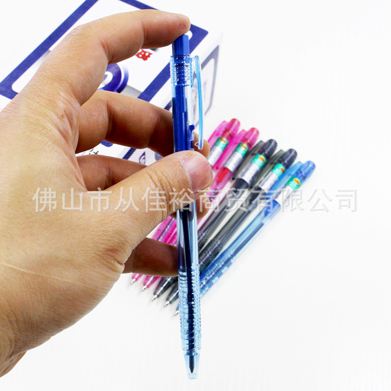 Wholesale Free Horse Office Pen 309 Ballpoint Pen Push Ballpoint Pen Economic Transparent Blue Ballpoint Pen Free Shipping