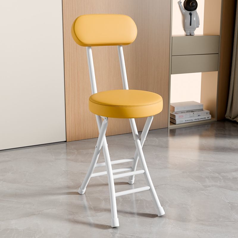 【강화 등받이 + 두툼한 좌석 쿠션】 화이트 프레임 옐로우 시트 접이식 의자