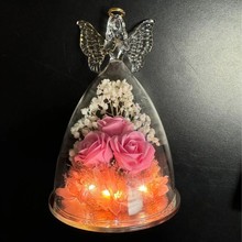 跨境货源永生花成品仿真玫瑰香皂花大天使玻璃罩玫瑰花束圣诞节母