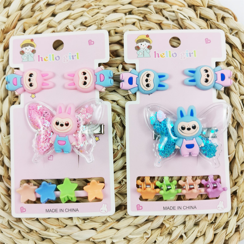 Dibujos animados de tela Rab con lentejuelas y lazos no dañan el pelo clip de paño de paño Rab con broche mini para pinzas infantiles image 4