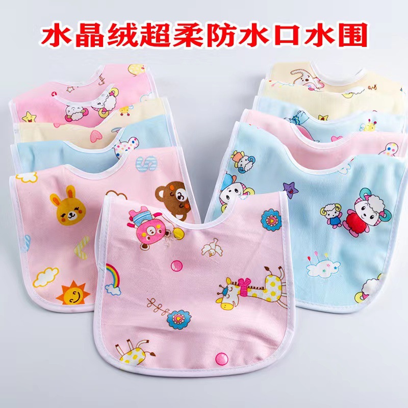 En stock de dibujos animados bebé oculto hebilla lavable babero puro algodón recién nacido saliva toalla niños comiendo babero al por mayor