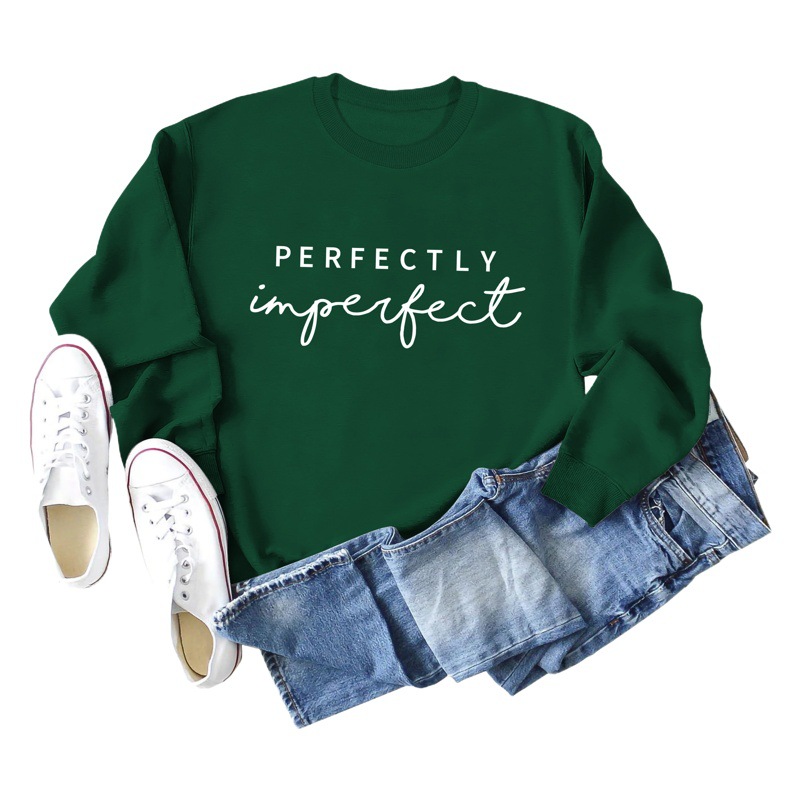 Perfectamente imperfecto en stock simple europeo y americano cuello redondo de manga larga las mujeres Amazon eBay suéter al por mayor