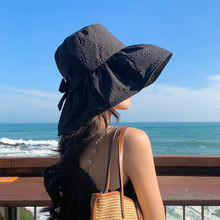 日本UV防晒遮阳帽子女夏遮脸防紫外线太阳帽骑车大帽檐渔夫帽彩胶